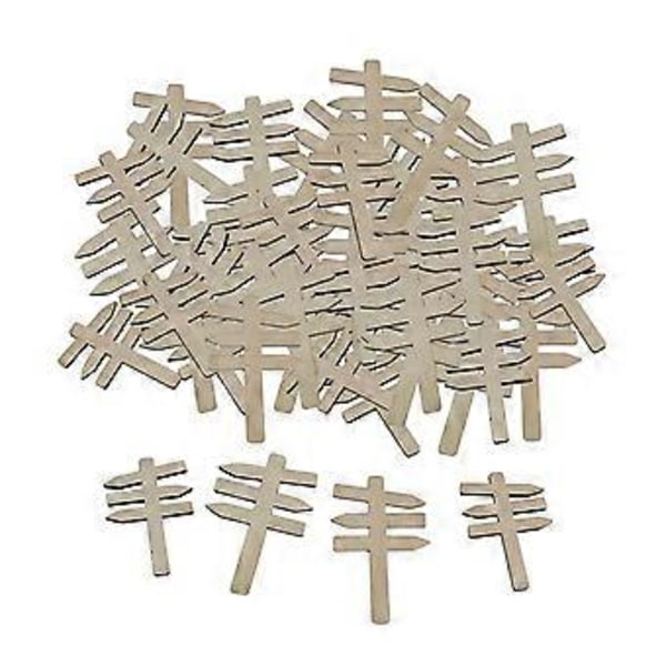 50 Stycken Mikro Landskap Vägmärken Mini Vägmärken DIY Ornament Tillbehör Träriktningsskylt för Byggmodell Tåg (Set E)