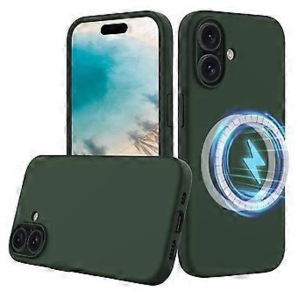 Til iPhone 16 Cover Kompatibelt med MagSafe Anti-Drop Flydende Silikone Telefon Cover (Style I)