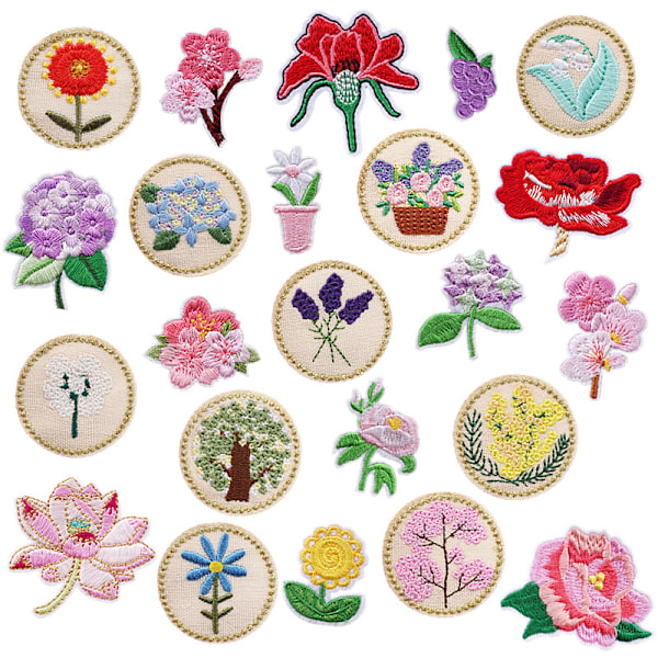 23 stk Blomstkurv Broderte Stofflapper for Barnesko og H