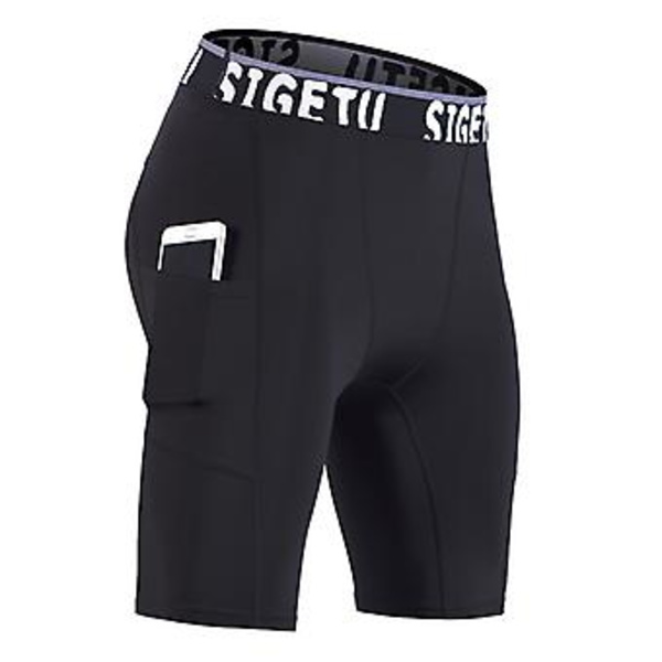 Miesten Juoksuhousut Shortsit Taskulla Nopeasti Kuivuva Elastisen Urheilun Kompressio Kuntosali Shortsit Kesä Fitness Hikihousut (XL Musta)