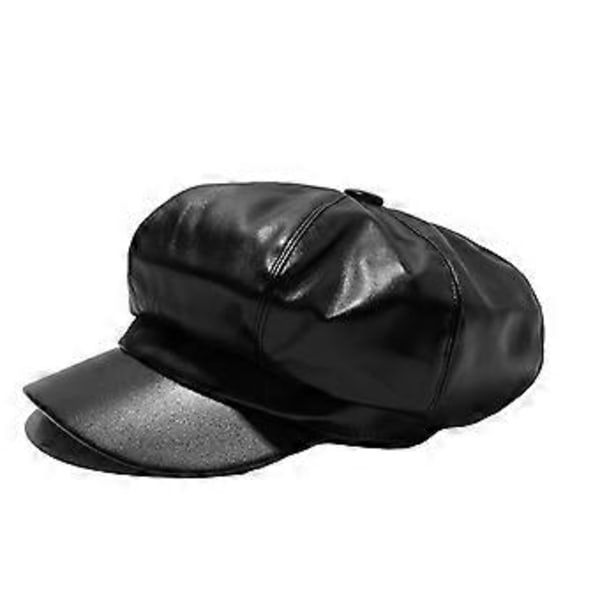 Newsboy-kepsar för kvinnor, PU-läder Cabbie Painter Hatt Gatsby Ivy Basker