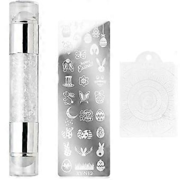 Dobbelt Hoved Neglestempel, Silikon Stempel Gele, Transparent Synlig Krop, DIY Neglestempel Vil Ikke Forskydes - Hvid