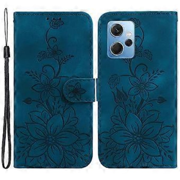 Plånboksfodral med Ställ för Xiaomi Redmi Note 12 4G PU Läder Präglat Liljeblomma Telefonskal (Stil B)