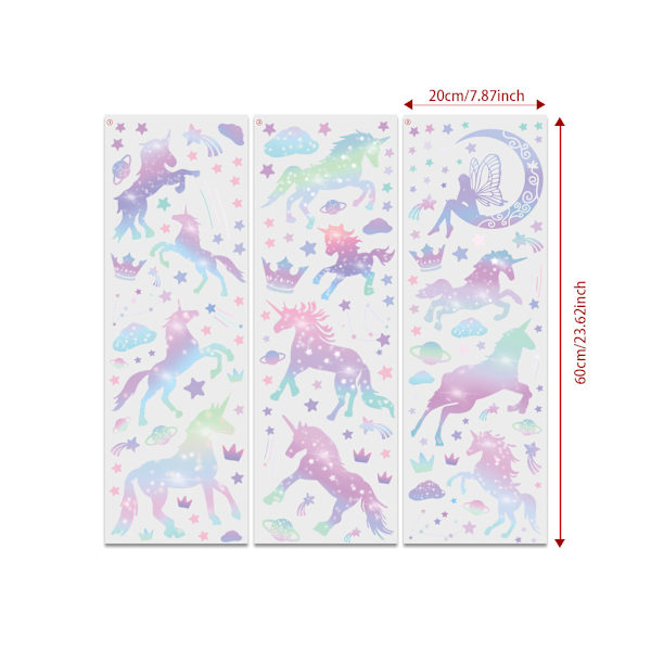 3 st väggdekaler Gradient Unicorn väggdekaler väggmålning Deca