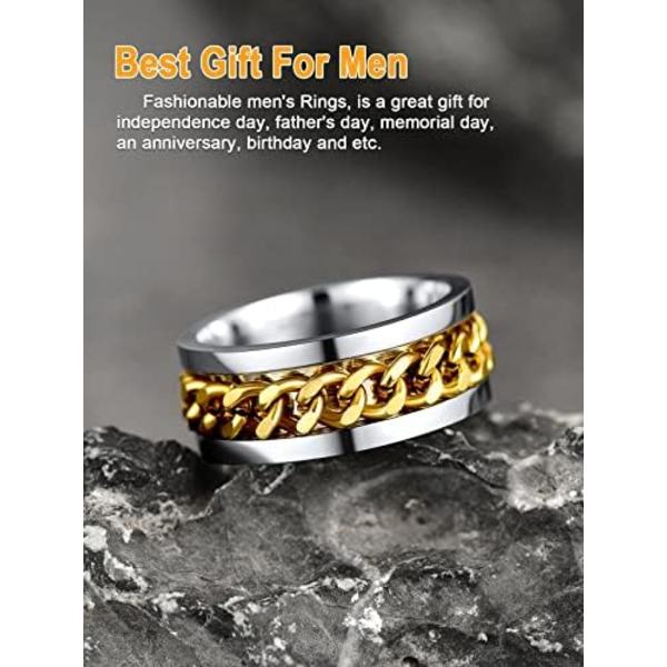 Herre- og dame rustfrit stål 7 mm bred ring, Hip Hop tommelfingerringe Fashion Cuban Link kæderinge
