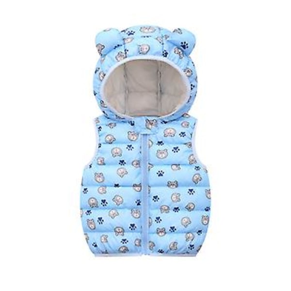 Baby Sleeveless Cotton Coat Comfortable Thick Causal Jackets For Children Boy Outerwear(110cm Beae Head Orchid flower-eared Vest)