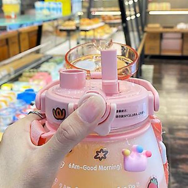 Sööt Tyyli Vesipullo Suuri Kapasiteetti 1300ml Iskun Kestävä Pp Ympäristöystävällinen Juoma-astia (Vaaleanpunainen (1300ml))