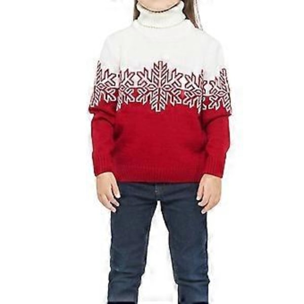 Julegenser for Familie - Matchende Gensere for Menn, Kvinner og Barn - Stygg Snøfnugg Strikket Pullovergenser Topp Strikkeplagg (4-5 År Barn)