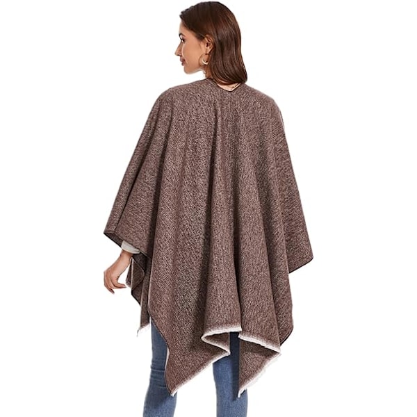 Elegant Damekappe med Åben Front, Blød Poncho, Velegnet til Forår, Efterår og Vinter