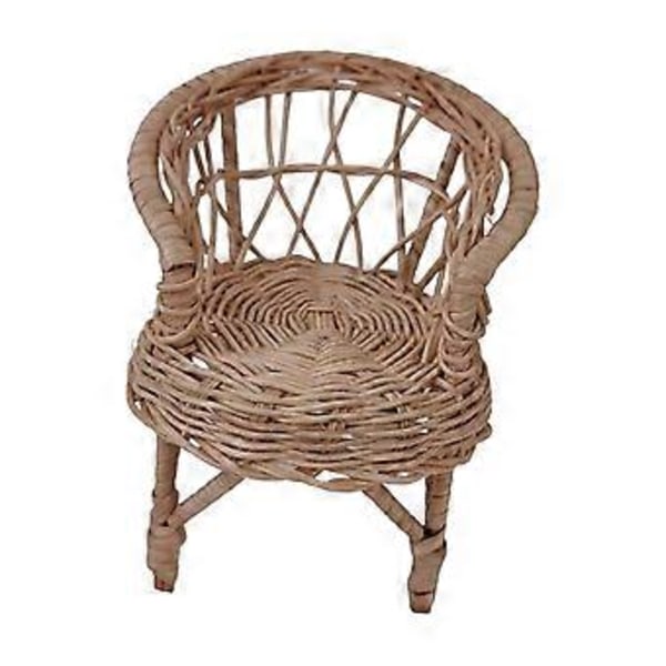 1/12 Dukkehus Rattan Stol Miniature Model Dekoration Realistisk Tilbehør Mini Havestol til Sceneindretning Fint Håndværk (10.5cmx11cm)