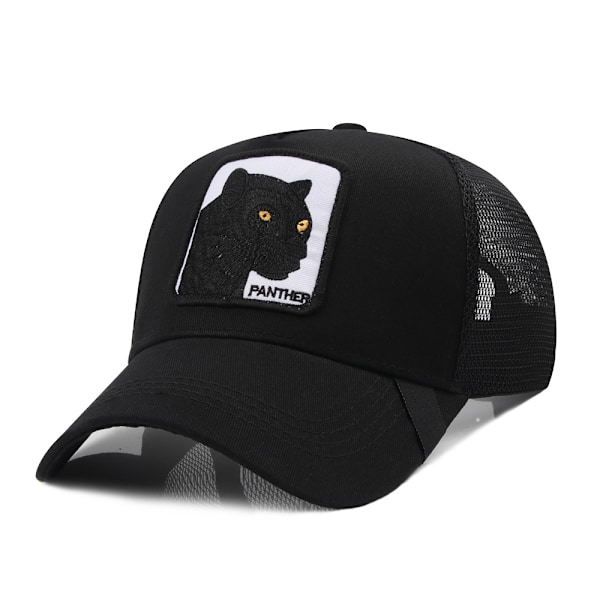 1 stk. Mesh Animal Broderet Hat Snapback Hat Black Panther sort