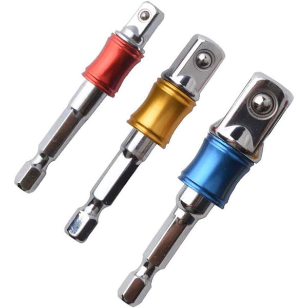 3-pack Socket Holder Adapter för Borrmejsel, Färgade Ex
