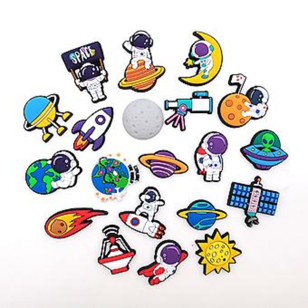 20 st Astronaut rosa flickiga skodekorationer, personlig DIY acc