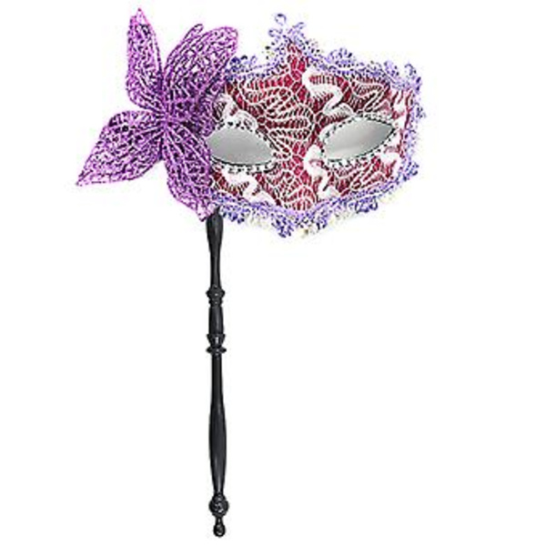 Halloween-juhlan naamio pitokahvalla Iltapuku Masquerade-naamio Lavakäyttöinen Cosplay-rekvisiitta Venetsialainen puoli-naamio naisille (Violetti)