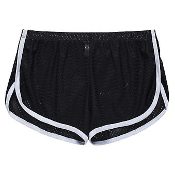 Mænds Underbukser Solid Farve U Konveks Lav Talje Elastisk Åndbar Underbukser Løst Mesh Boxers Truser Casual Sport Shorts til Indendørs (M Sort)