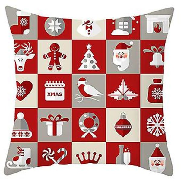 Julröd Kuddfodral Julfest Soffa Kvadratisk Kuddfodral Heminredning (H Julrutor)