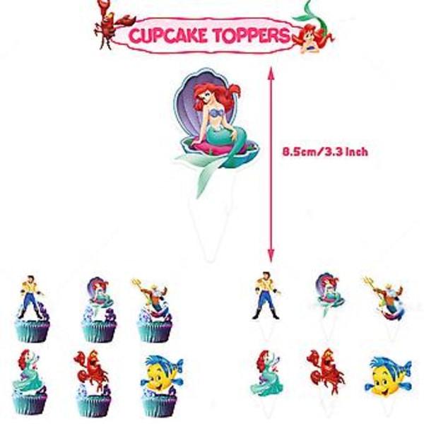 Havfrueprinsesse Ariel Tegneserie Barn Bursdagsfest Dekor Ballong Banner Kake Toppers Sett Festforsyninger Sett Festgave ( )