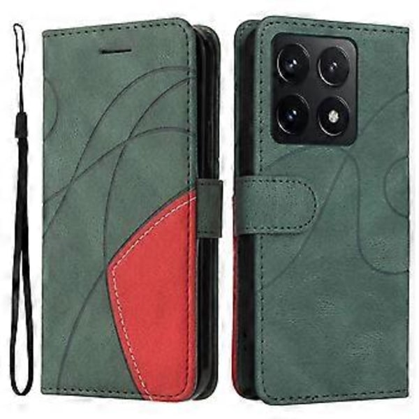 KT Leather Series-1 Xiaomi 14T nahkakotelo, värien yhdistelmä, puhelinkuori, lompakkoteline (Tyyli C)