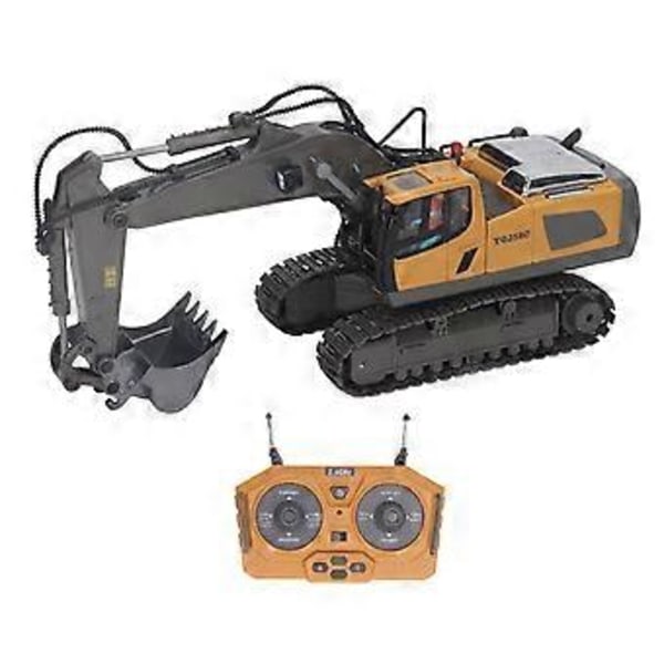 2,4G RC Grävmaskin Leksak Roterbar Full Funktionsbelysning Musik Legering Byggtraktor( )
