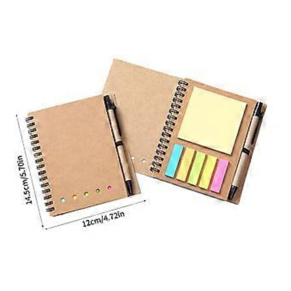 Notesblok og notesbog kontorstudieartikler kraftpapir notesblok spiralbog med pen notesblok studerende kontor notesblok rivbar 5ML (Gul)