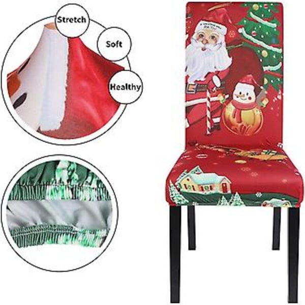 Jul Matsalsstolar Överdrag Set om 4, Köksstolsöverdrag för Matsal, Juldekoration, Julfest (Snögubbe och gubbe)