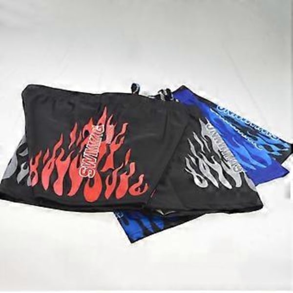 Badebukser med trykk, hurtigtørkende, flott søm, store størrelser, herrebukser for svømmebasseng (2XL svart)