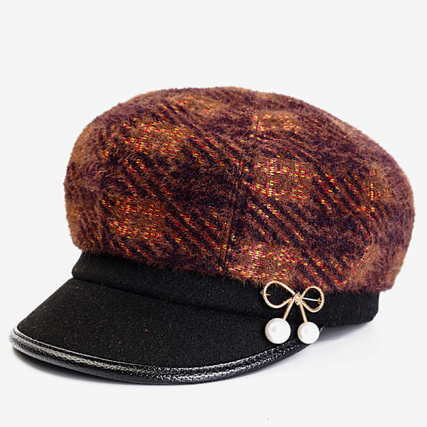 Klassinen retrolippalakki Newsboy Taxi Driver Hat Beret kukkikuvioisella soljella W