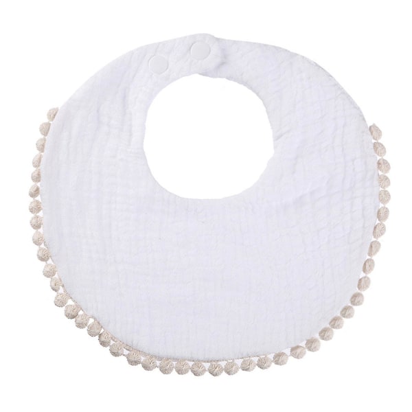 Baby Cotton Bib Toddler Wrinkle Pattern With Snap Buckle Saliva Towel White