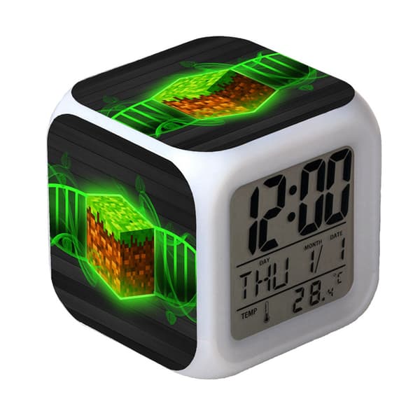 Digital Multifunktionell Väckarklocka Minecraft Väckarklocka LED-Edition