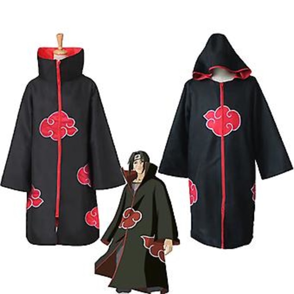 Animer Cosplay-asu Akatsuki Itachi -viitta, erinomainen laatu, anime-tapahtumiin (XXL, hattu mukana)