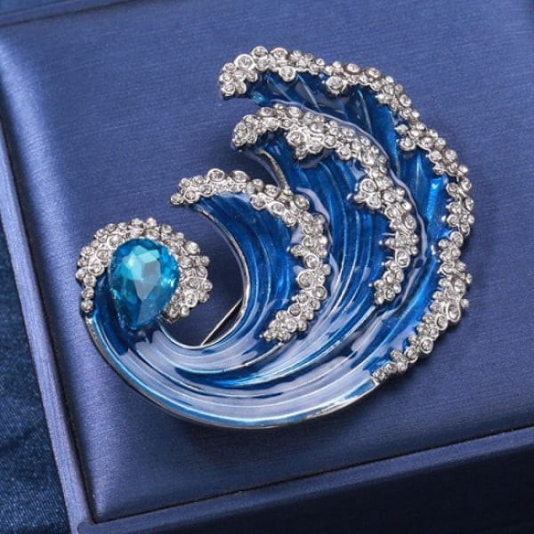 Ocean Wave Brosche Dame Brosche Pins BLÅ