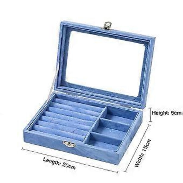Ny Fløjls Smykkeæske Mode Bærbar Smykke Organizer Opbevaring Stud Øreringe Halskæde Ring Smykke Opbevaring Holder Case (B02 9 gitter)