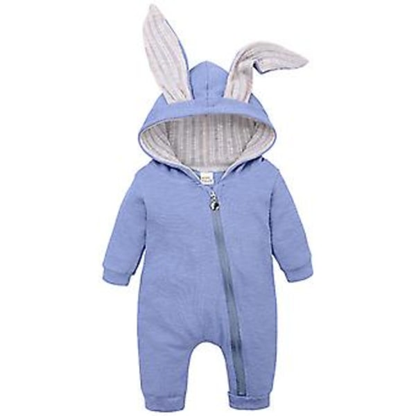 Bebis Kanin Öron Romper med Blixtlås Vinter Påsk Jumpsuit Pyjamas Sovkläder (3-6 Månader)