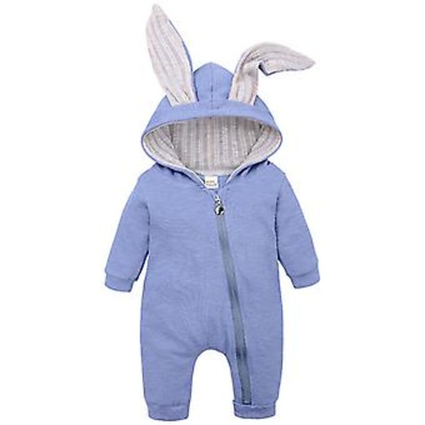 Småbarns Baby Kanin Bunny Øre Romper Glidelås Vinter Påske Jumpsuit Pyjamas Sleepwear (6-9 Måneder)