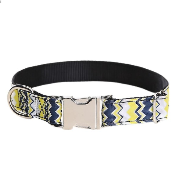 Shxx Nylon Dog Collar With Quick Release Metal Buckle Adjustable Safe Pet Collar Sea Ripple Pattern For Small Medium Large Dogs A106100.L.E