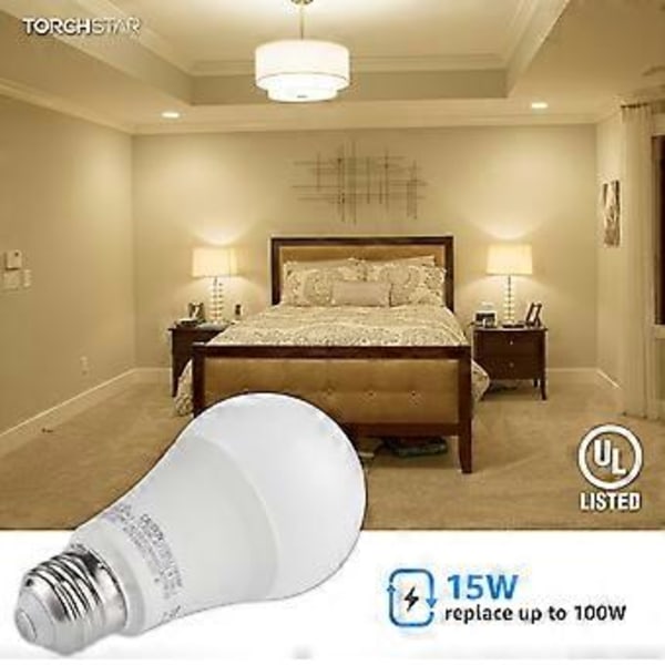 LED Lyspærer Watt Ekvivalent, Dagslys Hvit Lyspære, 15W 3500 Lumen, Ikke-Dimbar, Standard Medium Sokkel Super Sterk Lampe for Baderom Hjem Li