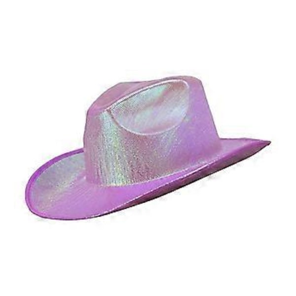 Cowboy Partyhatt Skinnende Morsomme Hatter Cowgirl Hatt Rave Caps for Karneval Disco Hvit( Rose Rød)