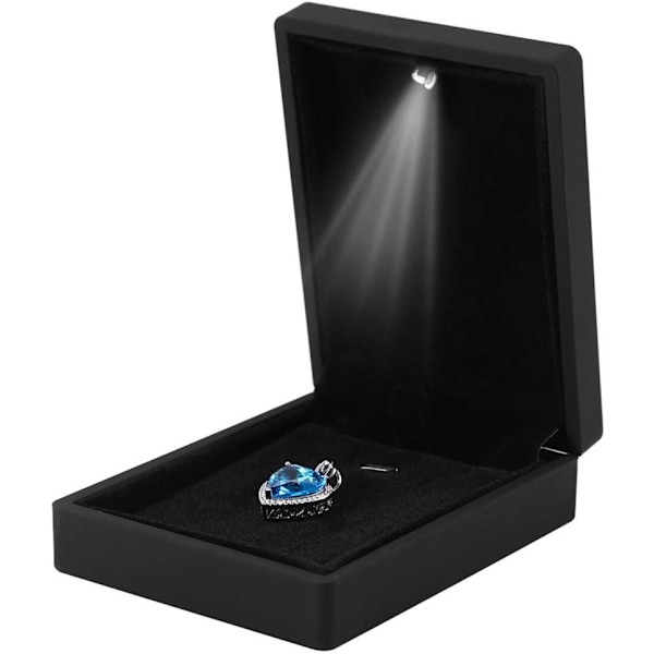 LED Ring Box, Anti-scratch indvendig blødt fløjlsfor, Ringe/Pen