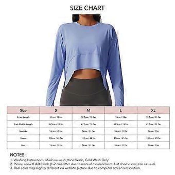 Kvinders Langærmet Træningsskjorte Løstsiddende Tommelhul Flowy Strækbar Yoga Atletisk Casual Top (XL Blå)