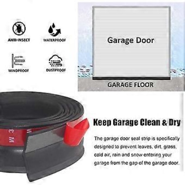 3 m Universell garageportstätning, gummilist för multifunktionell garageport, tätningslist för botten av garageport