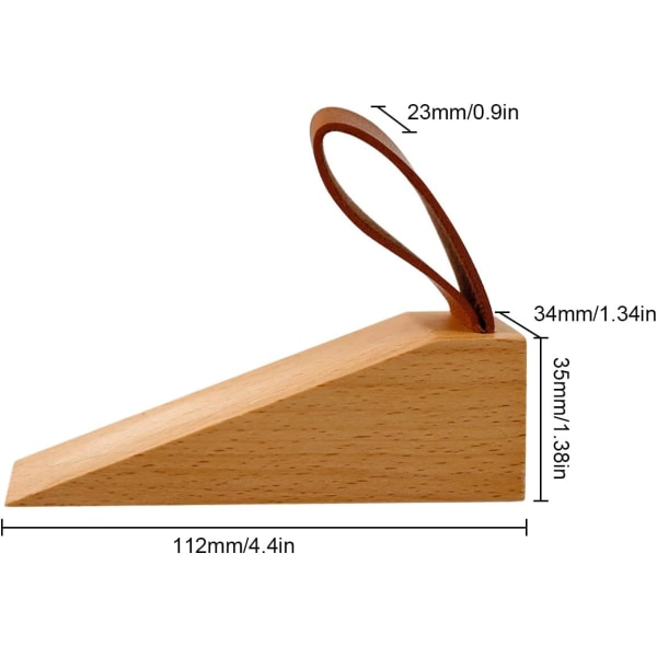 2-delt dørkile dørstopper, glatt korn bøk dørstopper