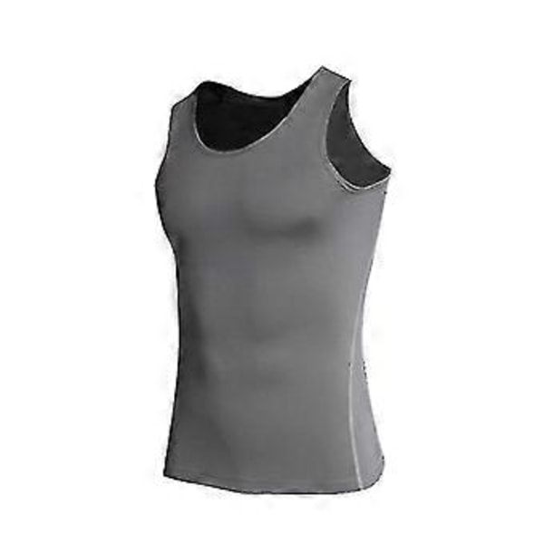 Vest Sport Tight Vest Herrar Snabbtorkande Andningsbar Elastisk Leggings Löpning Sport Undertröja Fitness Träning Fitness Topp-c(M grå)