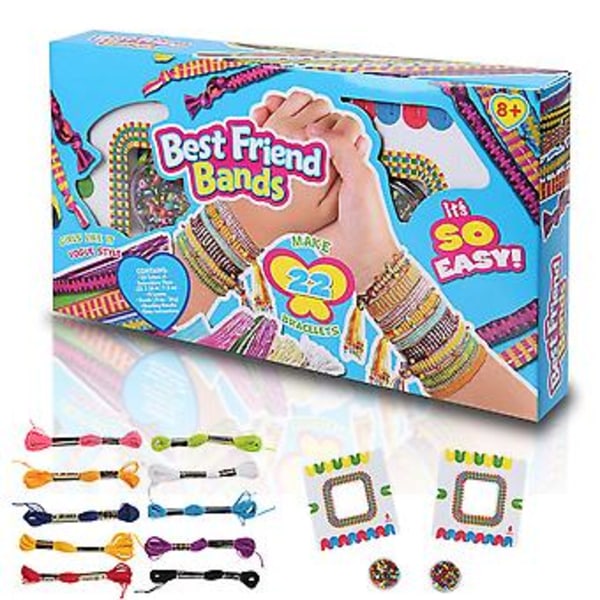 DIY-set för flickor med handgjorda rep, armband, pärlor, flätade leksaker, present (blå)