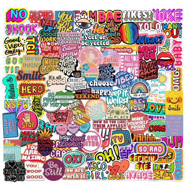 100 färgglada engelska ordspråkskonstklistermärken Dator Vattenkopp Lug