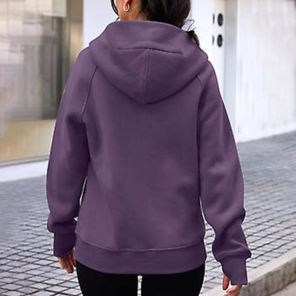 Zip Up Hoodies til Kvinder Fleecejakker Trøjer Efterårstøj Sweatshirts Med Lommer Vinter Y2k Tøj XL Lilla