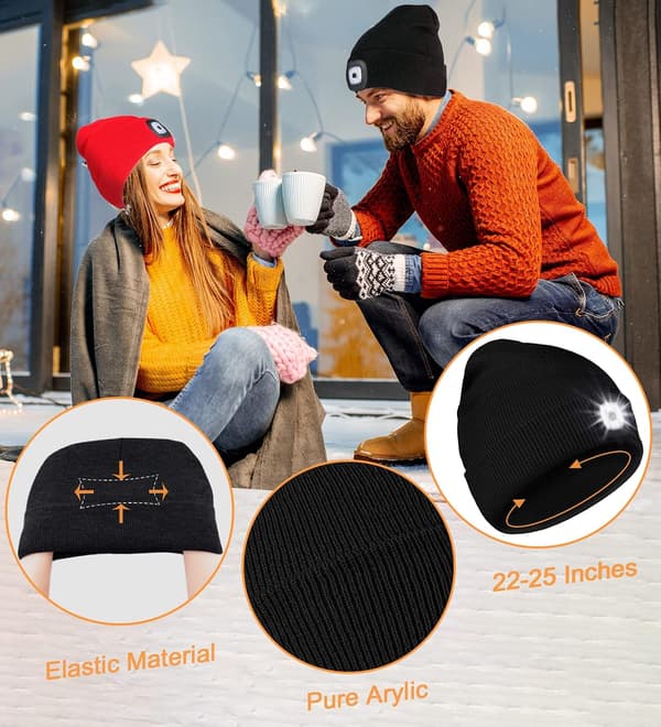(1 Pack,Blå) Uppgraderad LED-mössa med USB-laddningsbar LED H