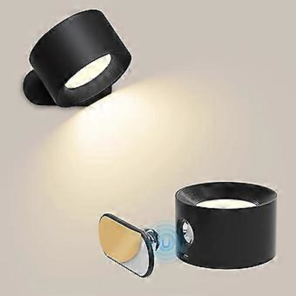 Genopladelig væglampe sengelampe læselampe genopladelig bærbar touch justerbar natlampe magnetisk suge skabslys (Hvid)