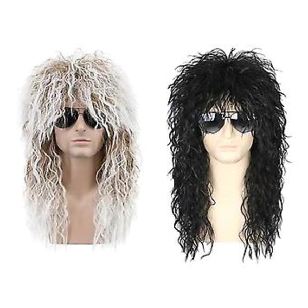 70- och 80-tals Herr Mull-Peruk Halloween Cosplay Lockig Peruk Värmebeständig Syntetisk Peruk Heavy Metal Rock Cosplay Peruk (Beige)