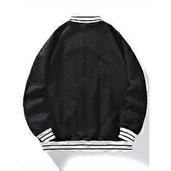 Jakke Baseball Uniform Hverdag Casual Par Trendy Mærke Alsidig Jakke (M Sort)