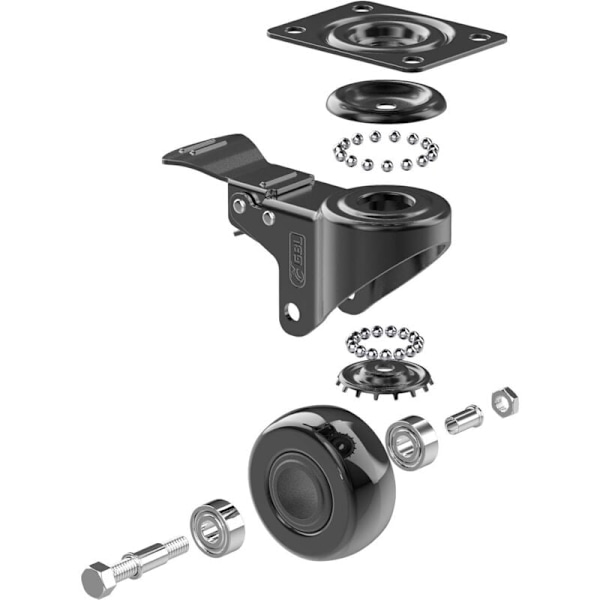 4 x 2\" Swivel Möbler Hjul med Broms + Skruvar - 50mm, Max.
